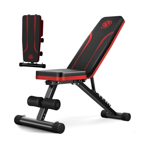 Adjustable Weight Bench for Full Physique Exercise, Foldable Exercise Bench for House Health club, Multi-Function Weight Bench with 3-Sec Folding& Quick Adjustment for Bench Press Sit up Incline Flat Decline