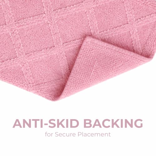 Image of Premium Combed Cotton Tufted Bathmat 45 x 65 cm, 1800 GSM Soft Absorbent Anti Skid Bathroom Floor Mat with Latex Backing, Quick Dry Non Slip Bath Rug for Shower & Daily Use, Diamond Rose