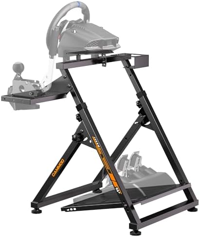 CAMMOO High Compatible Racing Wheel Stand Fits Handbrake, 29 Holes Wheel Panel & 26 Holes Shifter Panel, Foldable Sim Steering Racing Stand with Dual Anti-Slip, Widely Height Adjustable and Cup Holder