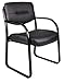Boss Office Products B9529 Leather Sled Base Side Guest Chair, Black