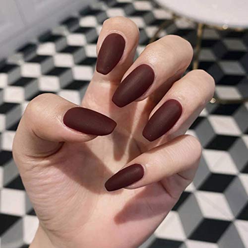 3 Boxes (72 Pcs) Matte Coffin Press on Nails - Acrylic Medium Length False Nails Set Artificial Acrylic Nails Resin Fake Fashion Nail Art Design Manicure Set