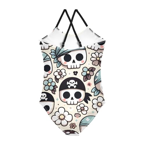 Girls Swimsuit Pirate Skull Head One Piece Swimwear2