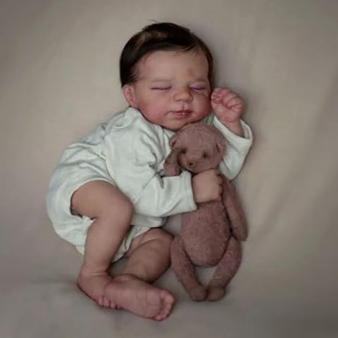 Reborn Dolls - 19-Inch Handmade Realistic Baby Dolls Soft Cloth Body with Toy Accessories, Reborn Baby Dolls Like a Lifelike Baby(Sleeping Baby) (B) Cover