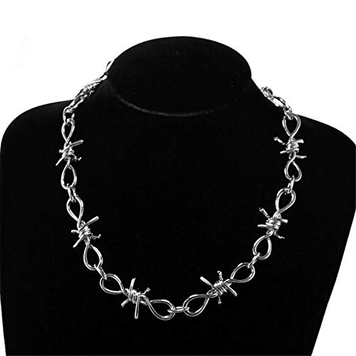 LIUCM Punk Gothic Thorns Stainless Steel Barbed Wire Chain Necklace Bracelet Personalized Accessories For Men Women,Necklace