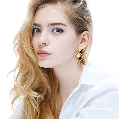 16 Pairs Clip on Earrings Women Jewelry Set Bohemian Clip on Hoop Dangle Drop Earrings Geometric Triangle Round Tassel with Rubber Pads Non Piercing for Women by Hicarer - Image 4