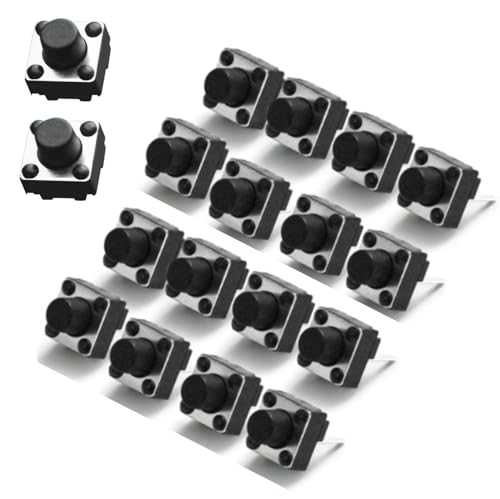 Jinshining 20Pcs Black Tactile Switches, Ts-R036 Arduino Button Micro Push Button Switch Spst Momentary Tact 2 Pin 3.5 Mm For Breadboard Arduino Pcb Electronic Circuit Board,Industrial Switches cover