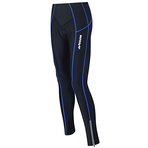 Airtracks Fahrradhose Lang Pro/Radhose/Radleshose / 3D Coolmax Sitzpolster/Atmungsaktiv/Reflektoren - schwarz - blau - S