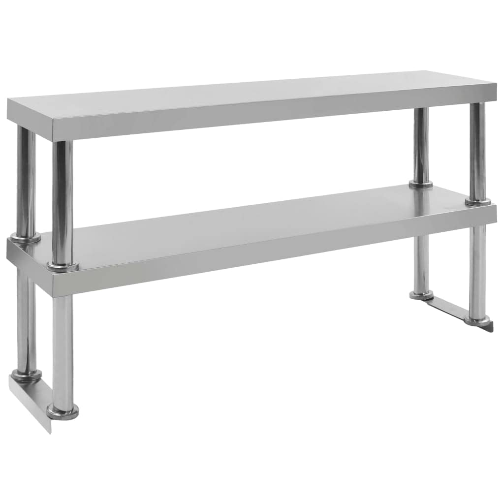 vidaXL Etagère de Table de Travail 2 Niveaux Table de Travail de Restaurant Bar Poste de Travail Gastronomie Cuisine Maison 120x30x65 cm Acier Inoxydable
