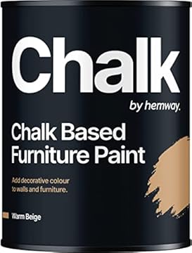 Hemway - Chalk Based Furniture Paint - Warm Beige 1 L | Chalky Matt Shabby Chic Finish for Interior & Exterior Home Decor | Quick Dry & All-in-one