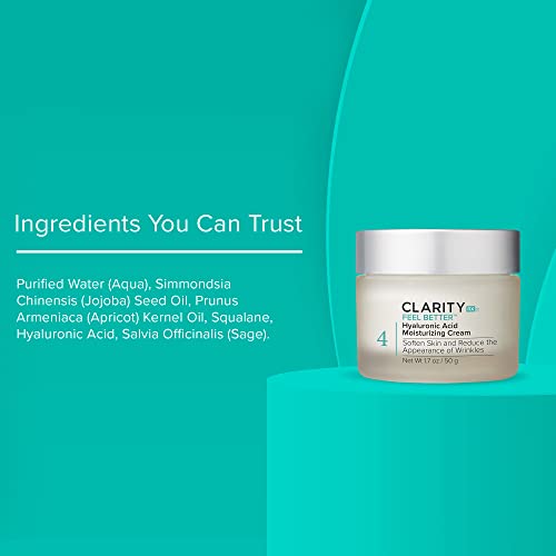 Clarityrx Feel Better Hyaluronic Acid Moisturizing Cream, Natural Plant-Based Face Moisturizer With Jojoba Oil For Dry, Aging Skin (1.7 Oz) #TOP6