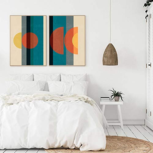 Tableau géométrique moderne grand format 70x100 cm diptyque nordique sans cadre