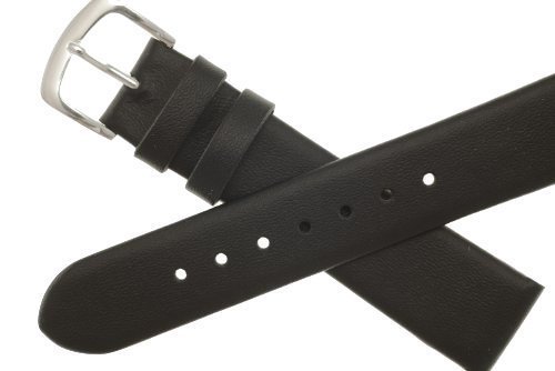 Mens Genuine Italian Leather Watchband - Black - 20mm Width - Long Length Watch Band - by JP Leatherworks
