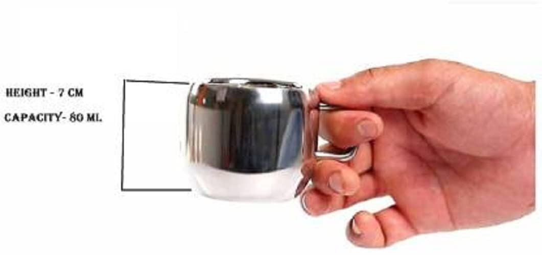 ATROCK Pack Of 6 Stainless Steel Double Wall Royal Apple Tea & Coffee Cups| 100% Stainless Steel| Small Cute Cup Latest Stylish Design Cold Outside Hot Inside Apple Shape Set Of 6, 80 ML 2