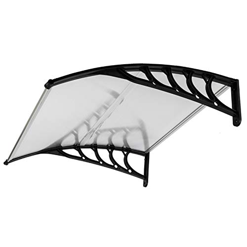 Window Awning Door Canopy, Outdoor Polycarbonate Cover Outdoor Front Door Patio Canopy Uv Rain Snow Sunlight Protection (40" X 40", White Canopy/Black Bracket) #TOP4