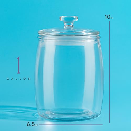 kitchentoolz 1 Gallon Glass Cookie Jar with Lid – Set of 2 Large Glass Jars with Lids for Cookies, Candy, Flour, Sugar, Pet Treats – Clear Glass Canisters for Food Storage - Pack of 2 - Thumbnail 3