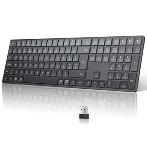 TECURS Wireless Keyboard Bluetooth Keyboard, 2.4G-USB for Windows/Mac, UK Layout Bluetooth 3 Channel, Silent, Multimedia Ultra thin Keyboard for PC, Computer, Tablet