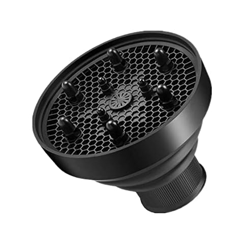 Hair Diffuser Attachment for Hair Dryer Travel Collapsible Portable Diffuser for Curly Hair Women .Airflow Attachment for Salon or Home Use with Nozzle 1.65-1.9In (Black) Cover