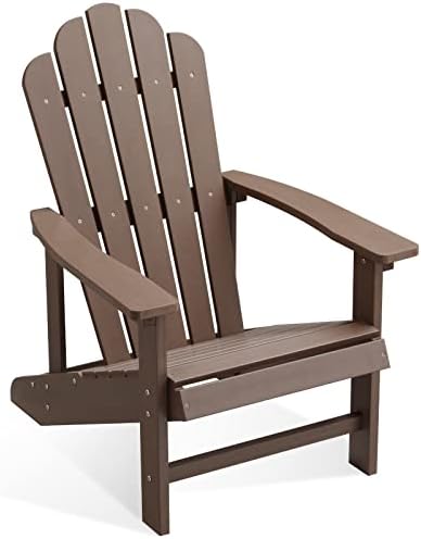 EFURDEN Adirondack Chair, Polystyrene, Weather Resistant & Durable Fire Pits Chair for Lawn and Garden, 350 lbs Load Capacity with Easy Assembly (Brown, 1 pc)
