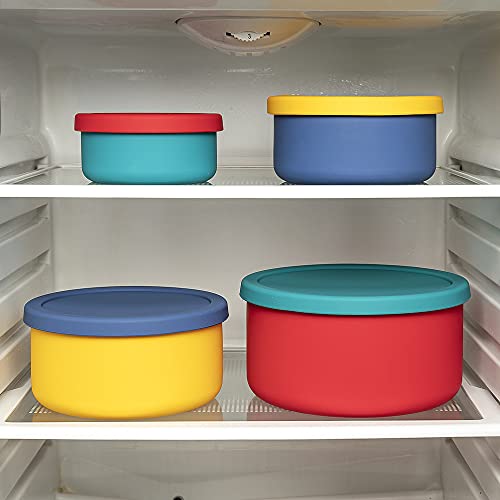 Ksendalo Eco-Friendly Silicone Bowls With Lid Silicone Food Storage Containers Eco Friendly Unbreakable Large Food Grade Silicon Bento Box Colorful (46Oz -2.1L/1.3L/700Ml/400Ml) B #TOP4