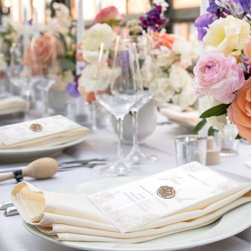 Jutieuo 50 Pack Pre-Folded Vellum Jackets for 5x7 Invitations, Semi-Clear 115GSM Vellum Paper Wraps for Wedding Invitation Accessories