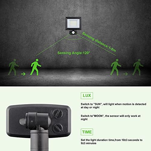 lNGRIKT 30W Security Lights with Motion Sensor, Super Bright 3000 Lumen PIR Flood Light, IP65 Waterproof LED Sensor Floodlight Outdoor, 6500K Cool White for Garage Garden Pathway, with 1.5M Wire