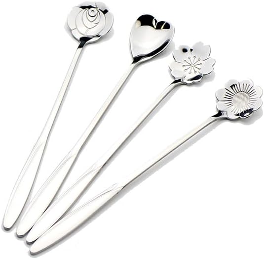 Silverware Flatware Set, 4/16/24/32/40/48 Pieces Stainless Steel Coffee Spoons Creative Spoon Mixing Spoon Long Handle Spoon Coffee Shop Restaurant(10Set-40Pcs)