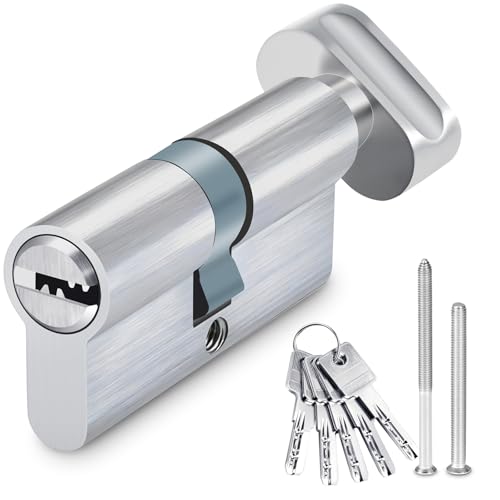 Barillet de Serrure, Cylindre Serrure T70 mm avec bouton (35/35), Clé avec 5 clés, Convient pour les portes de bureau, les portes de bureau, les portes de chambre à coucher