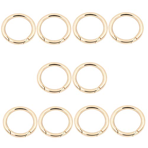 MUCHENG O Ring Round Spring Gate Carabiner Snap Clip Trigger Spring Keyring Buckle Spring coil. Gold 20mm