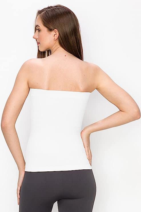 Image of Women's /Girl's Strapless Stretchable Long Bandeau Tube Top Camisole Free Size