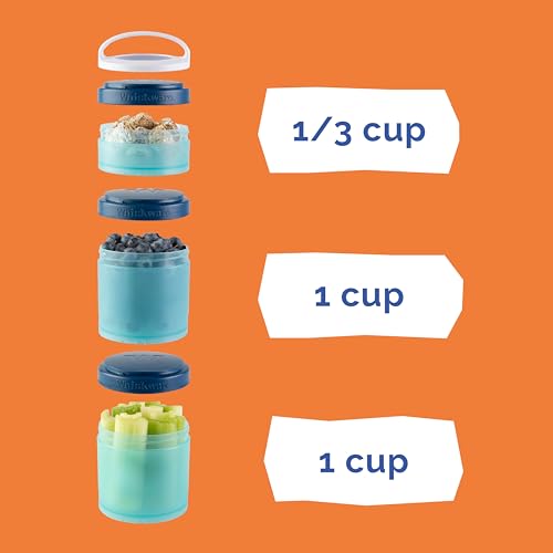 Image of Whiskware Disney Pixar Stackable Snack Containers for Kids, 3 Stackable Snack Cups for School and Travel, Finding Nemo with Nemo and Dory