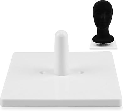 1 Pcs Foam Mannequin Wig Head Stand Non-Topple Cosmetology Manikin Head Holder with Plastic Square Base for Tabletop Display Foam Mannequin Head Not Included