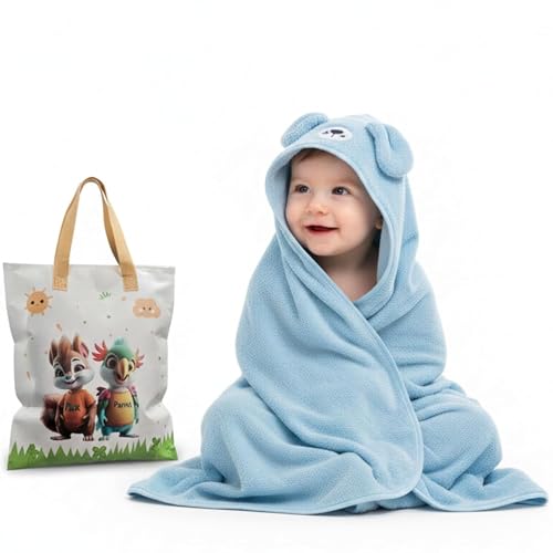 Image of Ultra-Soft Baby Hooded Towel - Coral Velvet Wrap Your Little One in Softness and Joy, Hypoallergenic & Super Absorbent Bath Wrap for Newborns & Toddlers | Cute Animal Design (0-5 Years)