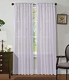 2 Panels Window Sheer Curtains 54' x 84' Inches (108' Total Width), Voile Panels for Bedroom Living Room, Rod Pocket, Decorative Curtains, Solid Sheer Curtains White