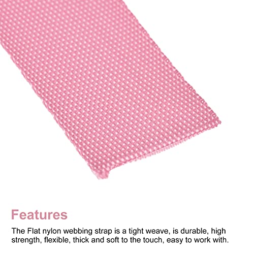 Image of MECCANIXITY Flat Nylon Webbing Strap 1 Inch 4 Yards Pink for Backpack, Cargo Strap, Luggage-rack