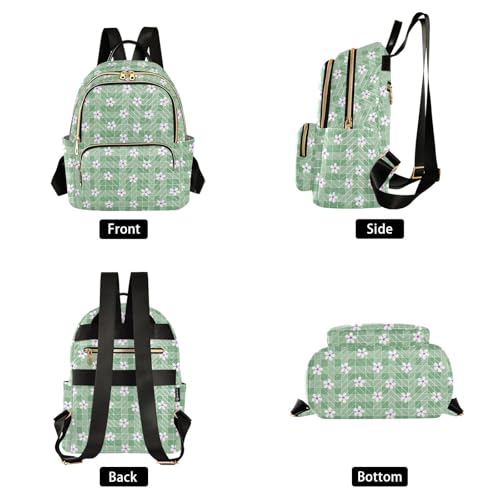 Mochila pequeña para computadora de 12.5 pulgadas blanca con diseño de margarita y tablero de ajedrez 2