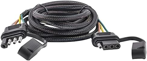 Oyviny 4 Pin Trailer Extension Cable 8 Feet, 4 Pin Flat Trailer Wire Extension Male&Female Connector with Rubber Dust Cover 16AWG Pure Copper Wire 4 Point Trailer Wiring Extension