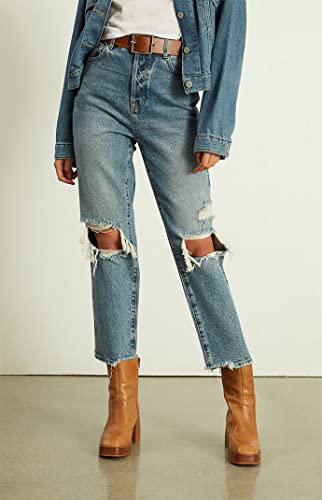 Pacsun Women's Eco Medium Blue Distressed High Waisted Straight Leg Jeans Size 26 #TOP1