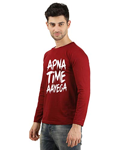 Image of Apna Time Aayega Printed Regular Fit Full Sleeves T-Shirts for Men