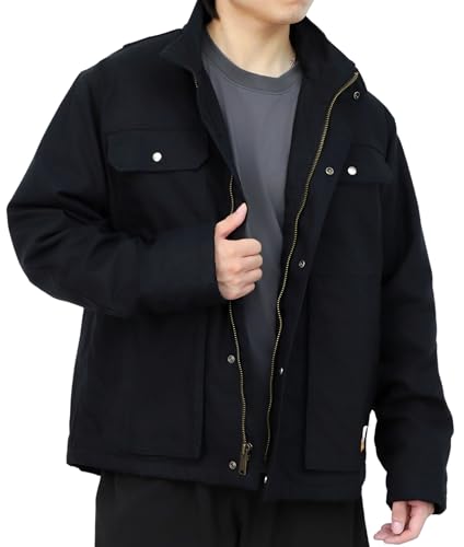 Image of BOCOMAL FR Jacket Insulated Flame Resistant Canvas Coat CAT4 Winter Outwear | NFPA2112 CAT4,Utility Cargo Pockets,Heavyweight Duck Shell,180g Modacrylic Quilted,Plaid Flannel lining,Water Stain Resistant