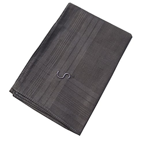 OWM Handkerchief Cotton Embroidered Custom Initial Monogram Handkerchief Men (V, Grey)