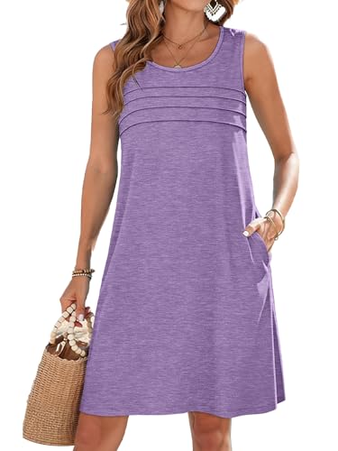 Image of CHICGAL Womens Summer Dresses Casual Loose Pleated Front Tshirt Sleeveless Tank Sundresses with Pockets 2026