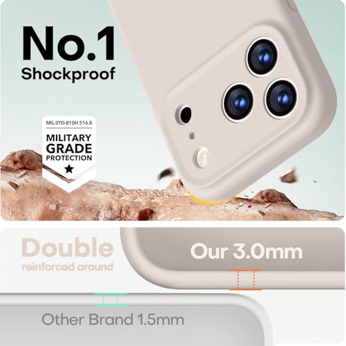 Image of LOVE 3000 Designed for iPhone 17 Pro Case, Premium Silicone [Compatible with Magsafe][Soft Anti-Scratch Microfiber Lining] Shockproof Protective Phone Case for Men Women 6.3 inch, Stone