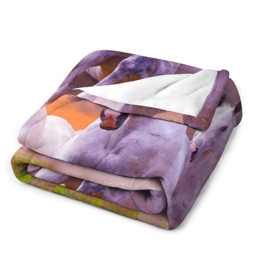 Couverture polaire cheval blanc de haute qualité pour lit de chambre