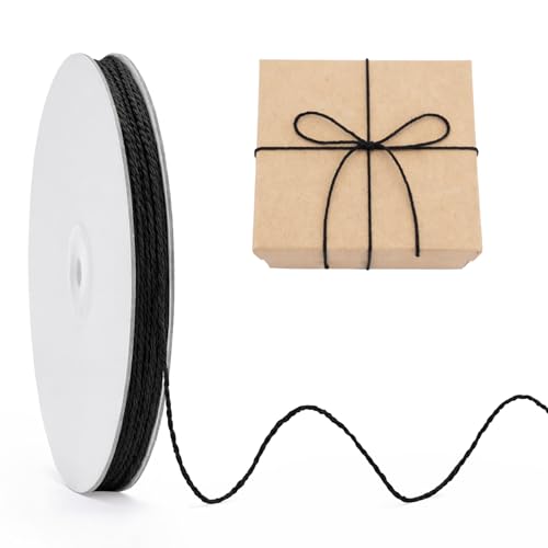 jijAcraft 328Ft Black Cotton String - 2MM Halloween String Cooking Bakers Twine Heavy Duty Packing Twine Craft Strings for Gift Wrapping Macrame Decor