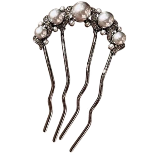 パールのU字型ヘアピン エレガントな中国製ヘアスティック 女性用 バンホルダー シェルペーパーアクセント 合金ヘアアクセサリー