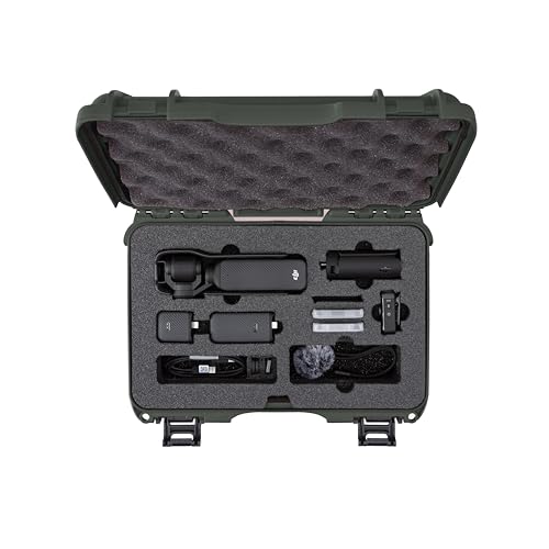Image of Nanuk 909 Waterproof Hard Case with Custom Foam Insert for DJI Osmo Pocket 3 Camera - Olive