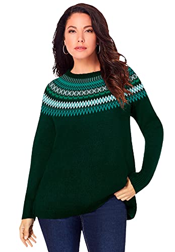 Roaman's Women's Plus Size Fair Isle Pullover Sweater
