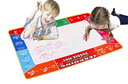 Water Drawing Mat Aqua Doodle Mats Magic Doodle Board Toddler Educational Toys Travel Toys for Toddlers Sketch Pad for Kids Reusable No Mess No Chemicals,Large Doodle Pad,Size 39 by 27.5 Inches