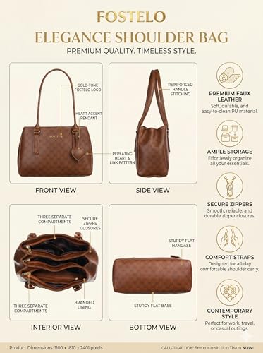 Image of Fostelo Women's Riverside Satchel Tote Handbag for Women | Ladies Purse | Stylish Shoulder Bag | Gift For Women