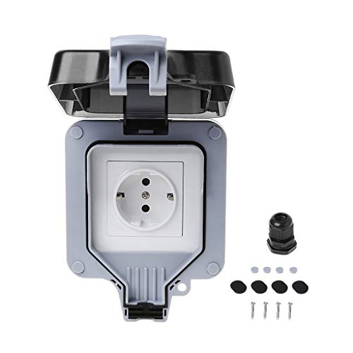 DEWIN Außensteckdose Wasserdicht IP66 – Doppelsteckdose 16A, EU-Standard, Für Garten & Terrasse